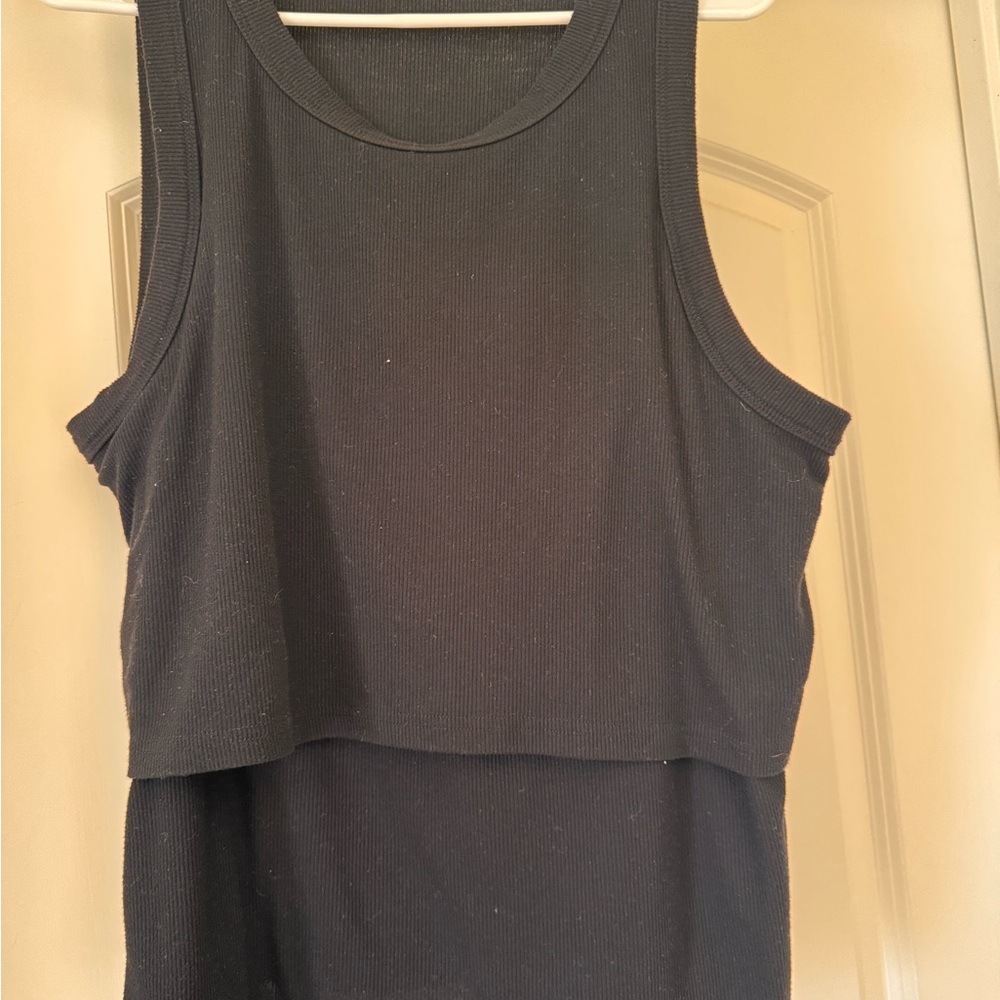 Latched Mama Black Ribbed Tank Top